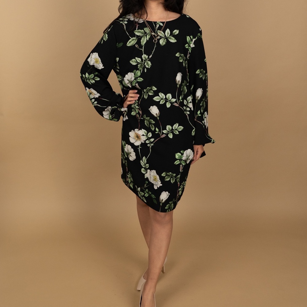 H&M floral shift dress with bow sleeves